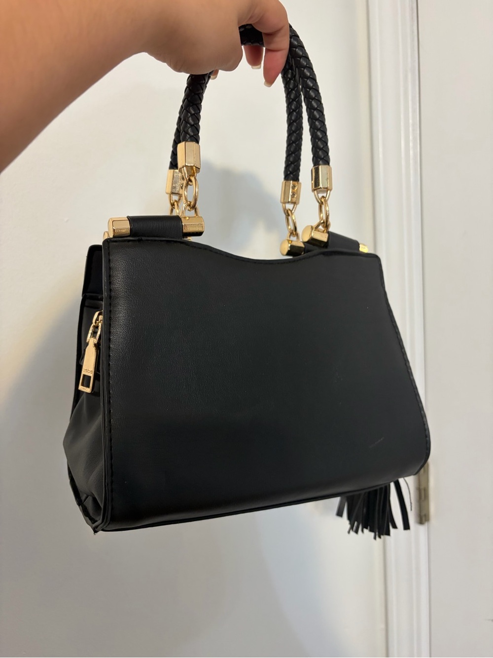 bebe Black Quilted Top-Handle Satchel with Tassel - Picture 2 of 5